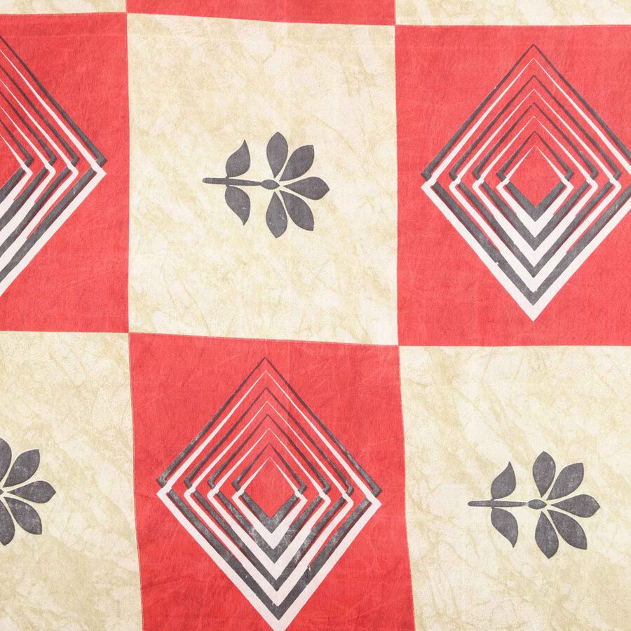 Red and Beige Geometric Printed Single Bedsheet, , large