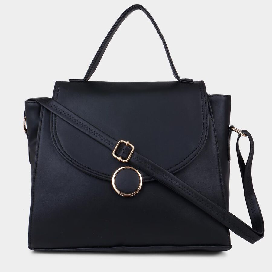 Women's Black Polyurethane Hand Bag, , large image number null