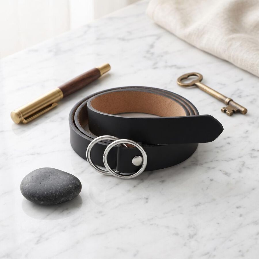 Woman's Black Polyurethane Belt, , large