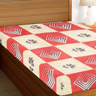 Red and Beige Geometric Printed Single Bedsheet, , small