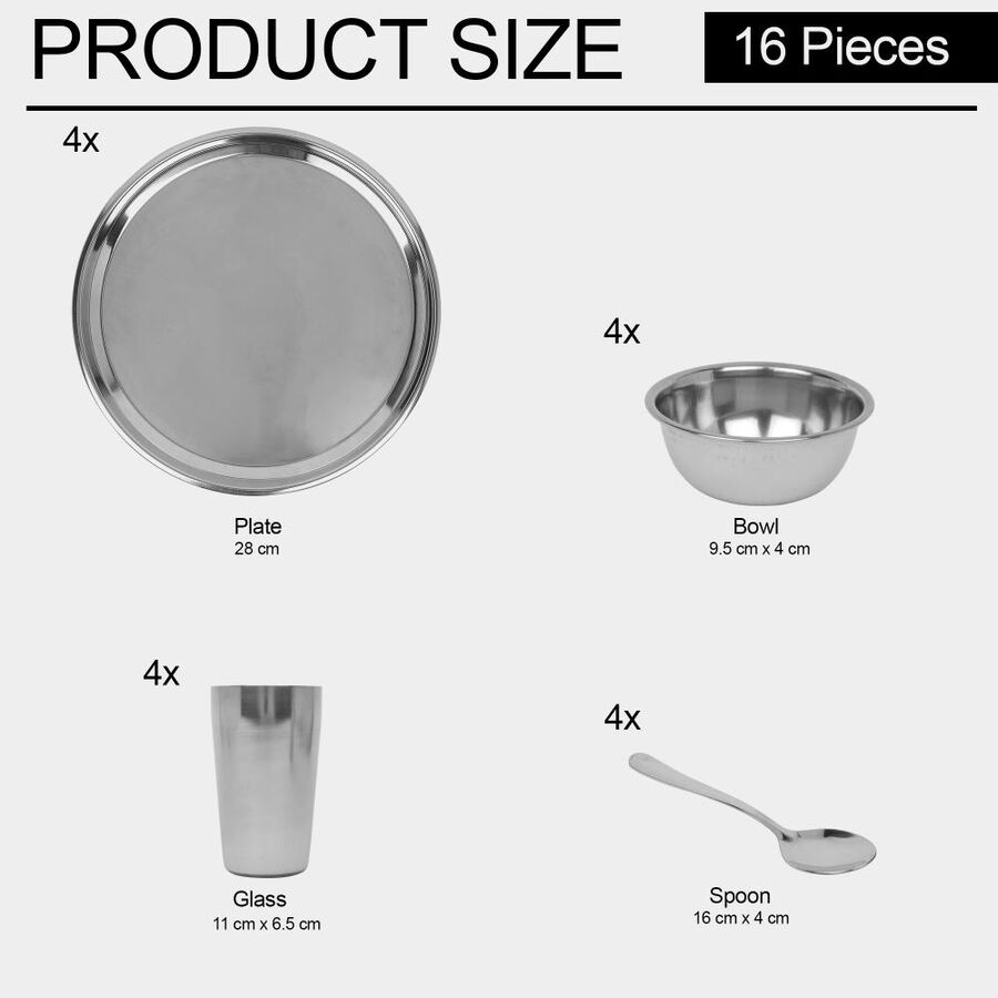 Steel Dinner Set 16 Pcs, , large image number null