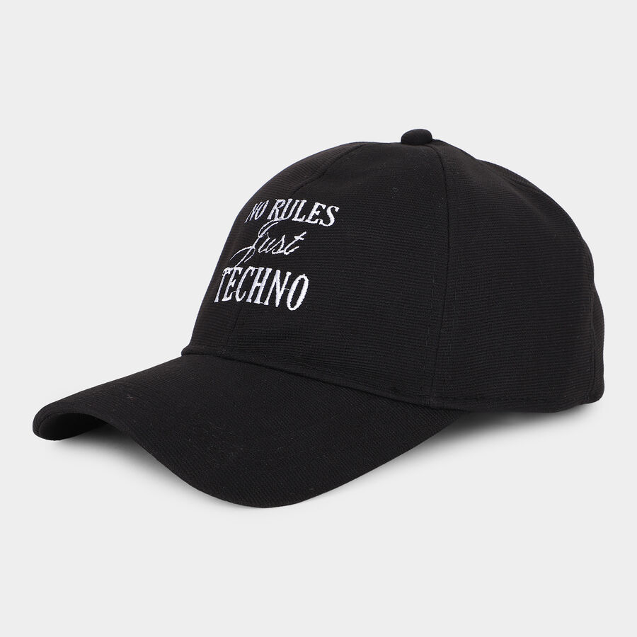 Men's Black Fabric Cap, , large