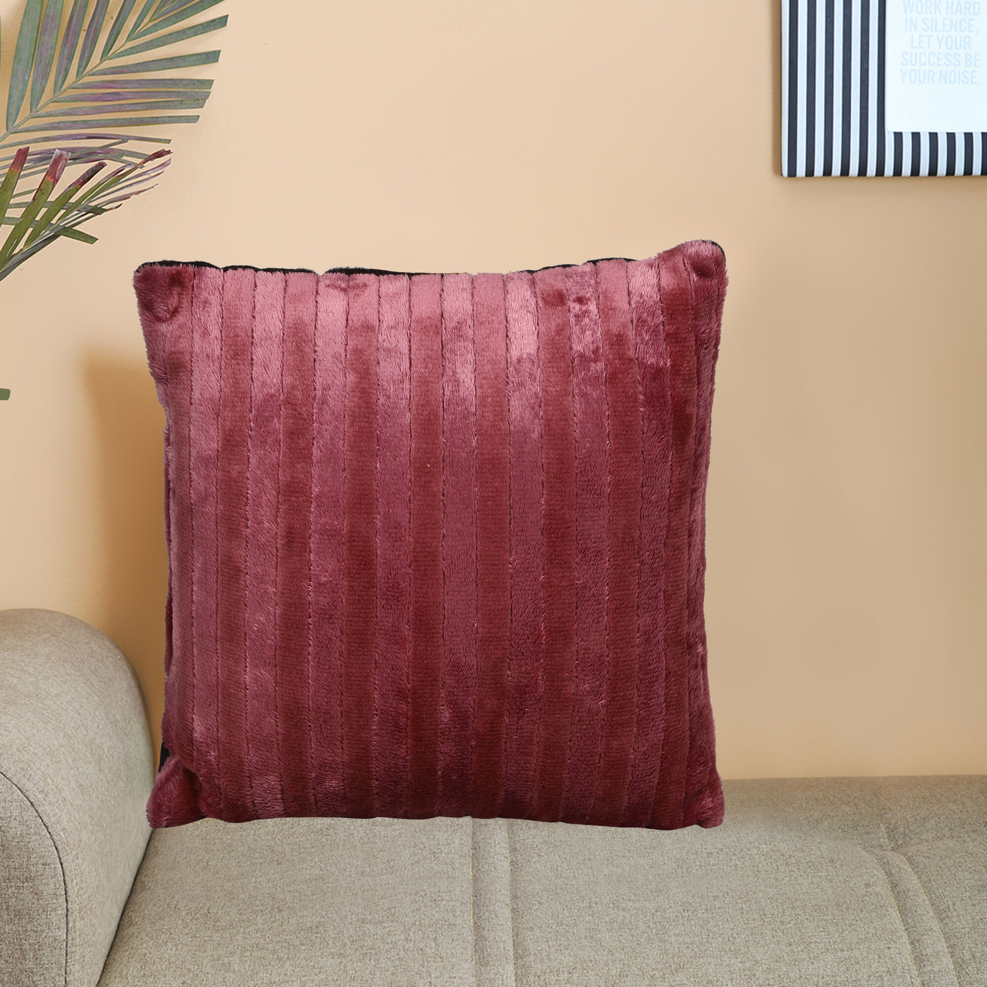 Home Beautiful                         Wine Polyester Cushion