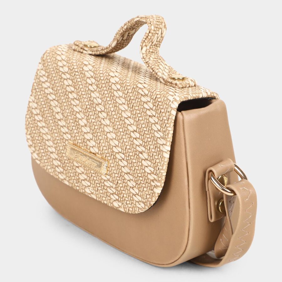 Women's Beige Polyurethane Sling Bag, , large image number null