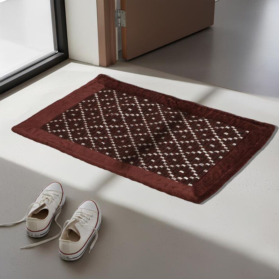 Anti-Skid Brown Polyester Cotton Door Mat, , large image number null