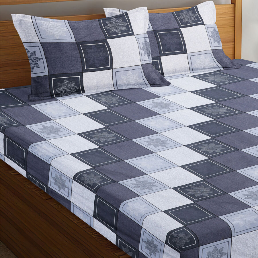 120 GSM Blue Microfiber Double Bedsheet, , large image number null