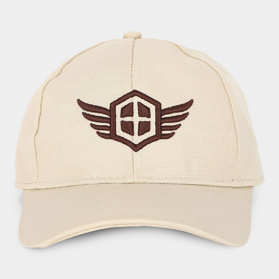Men's Beige Fabric Cap, , large