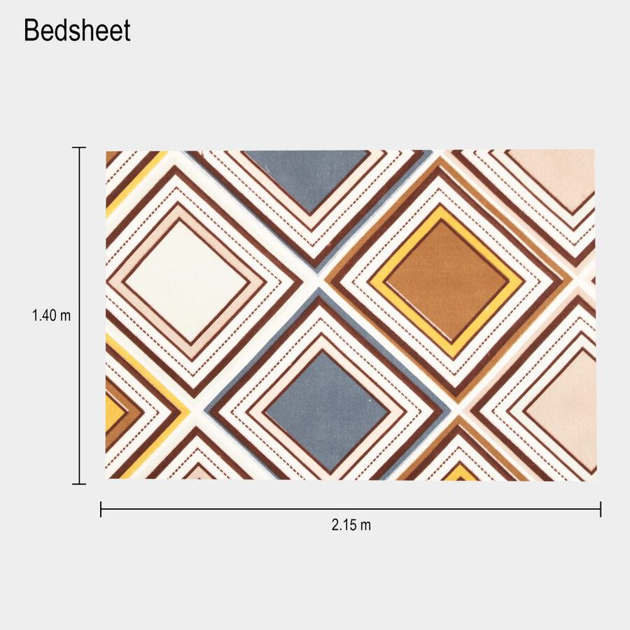 Multicolor Geometric Printed Single Bedsheet, , large