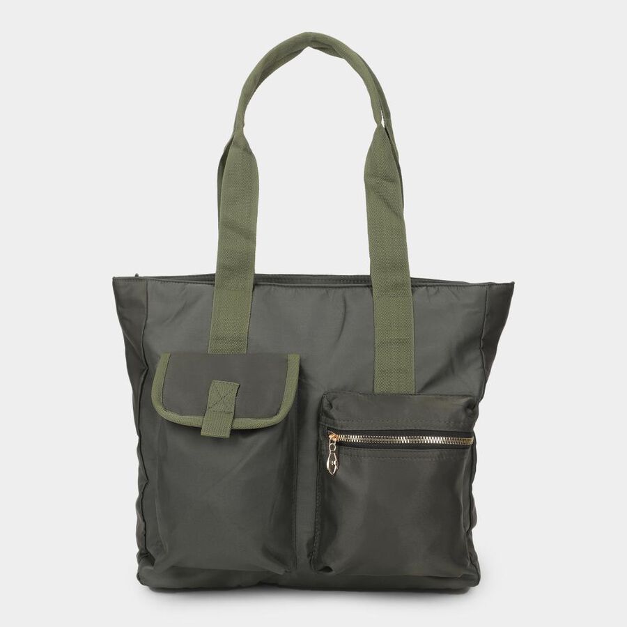 Women's Olive Fabric-Nylon Hand Bag, , large