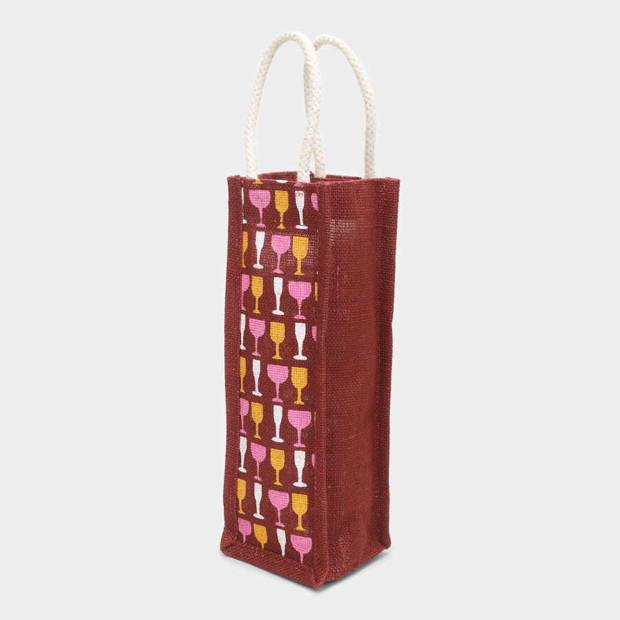 Maroon Printed Jute Lunch Bag, , large image number null