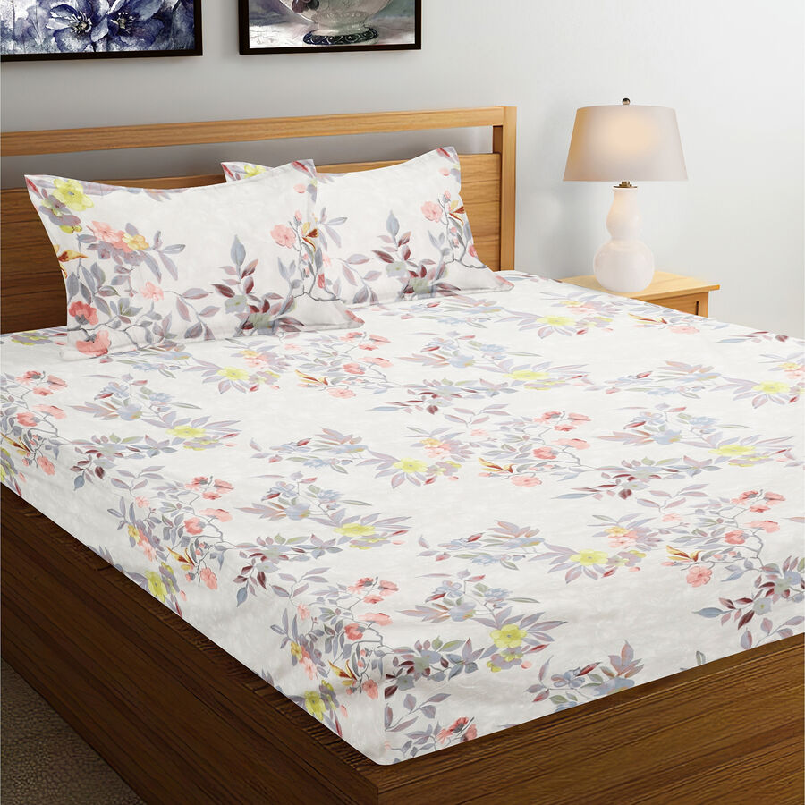 120 GSM White Polyester Double Bedsheet, , large image number null