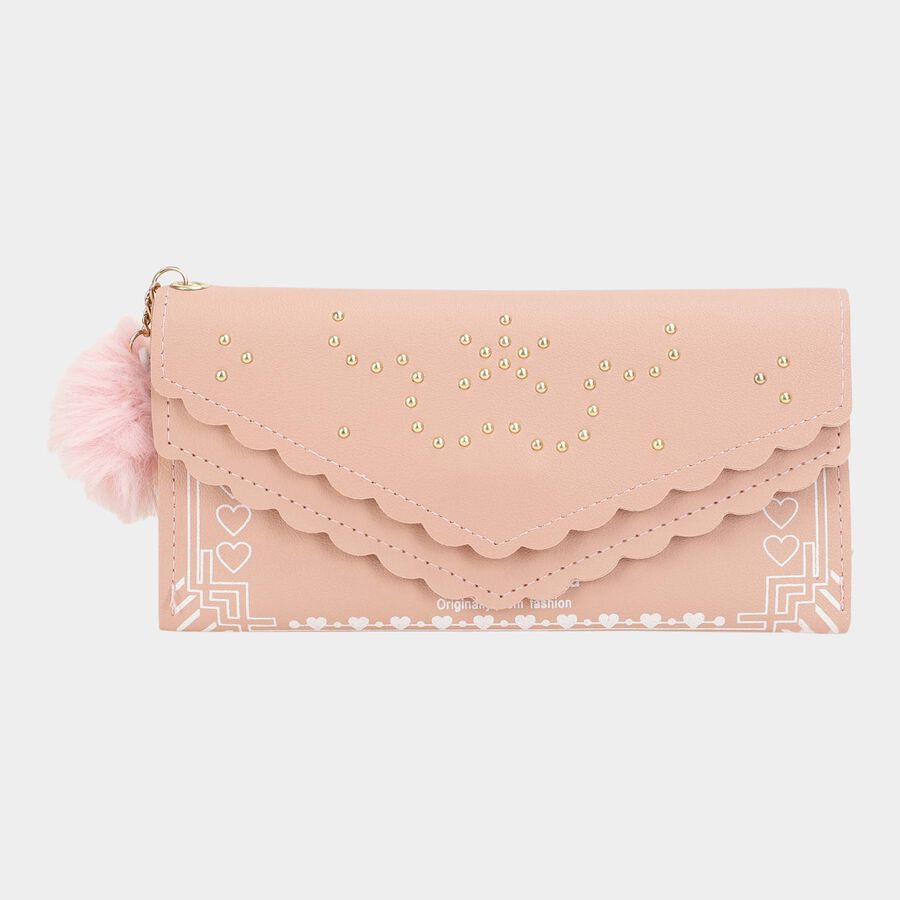 Women's Light Pink Polyurethane Handbag, , large image number null