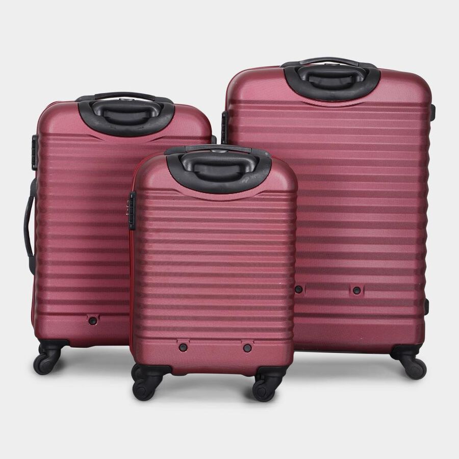 4-Wheel Wine Polypropylene Hard Case Trolley, Small + Medium + Large, , large image number null