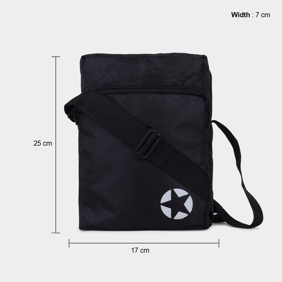 Men's Black Canvas Sling Bag, , large image number null