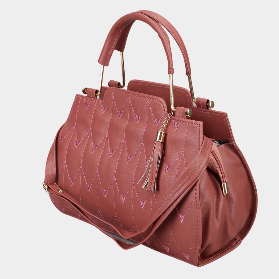 Women's Peach Polyurethane Tote Bag, , large image number null