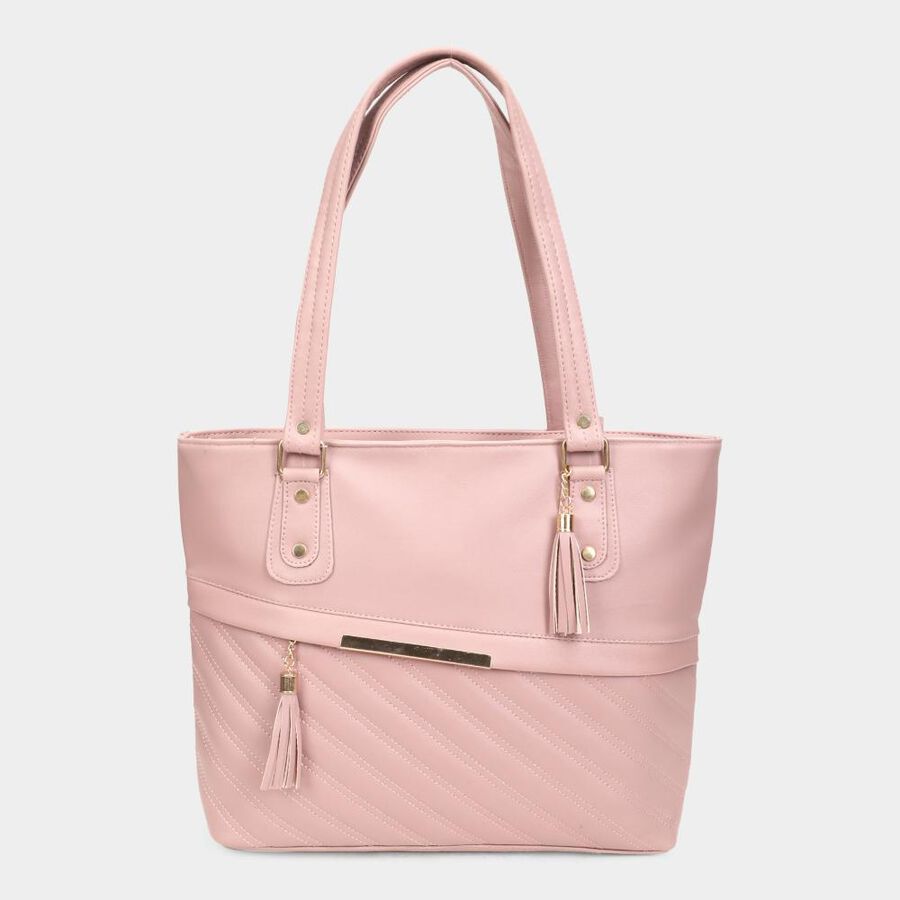 Women's Pink Polyurethane Tote Bag, , large image number null