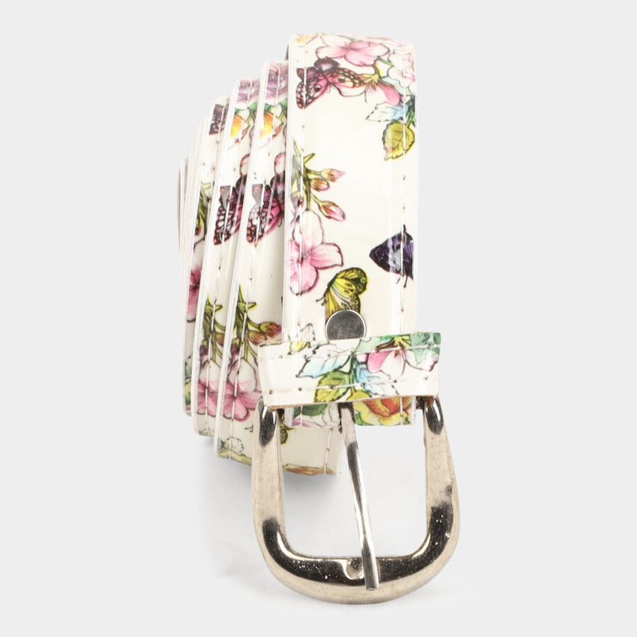 Women's Off White Polyurethane Belt, , large image number null