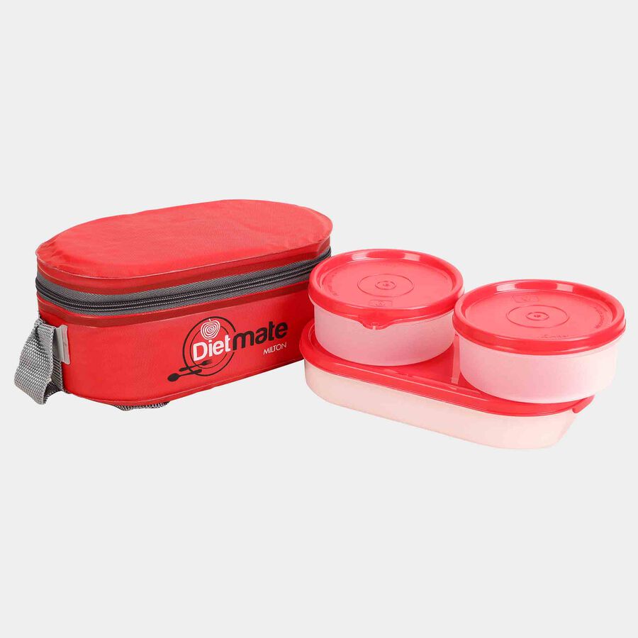 Plastic Lunch Box - 1 Big Container; 2 Small Containers With Bag, , large image number null