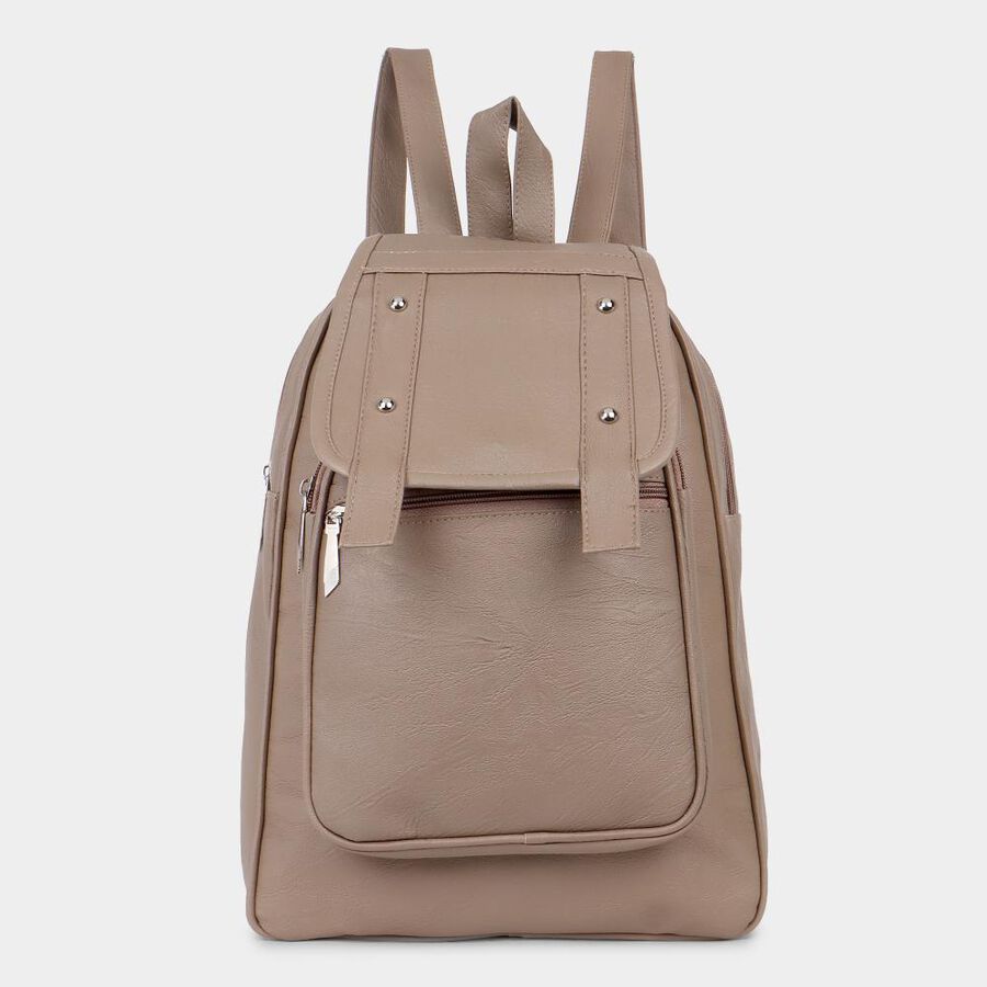 Women's Beige Polyurethane Backpack, , large image number null