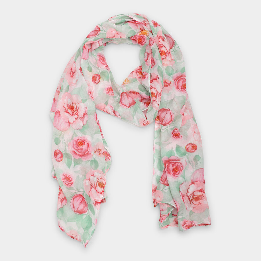 Women's White Polyester Scarf, , large image number null
