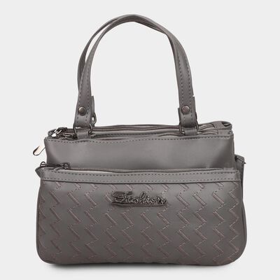Women's Grey Polyurethane Handbag