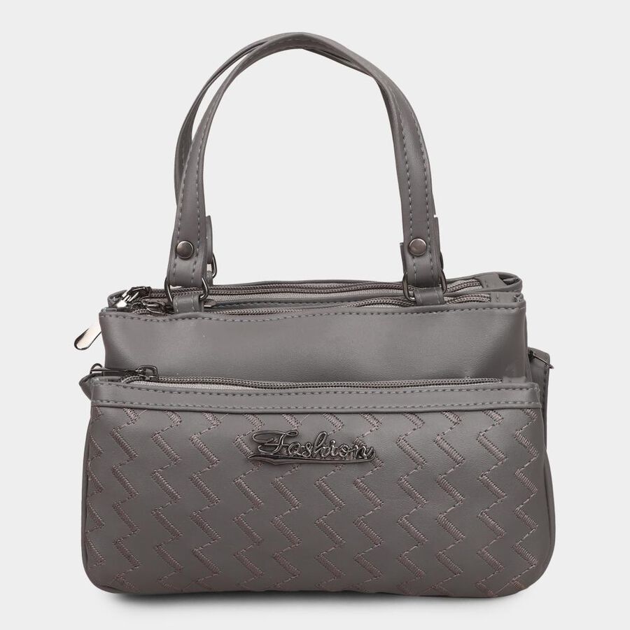 Women's Grey Polyurethane Handbag, , large image number null