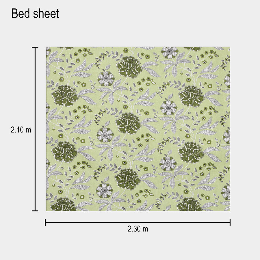 Green Polycotton Double Bedsheet With Pillow Cover, , large image number null