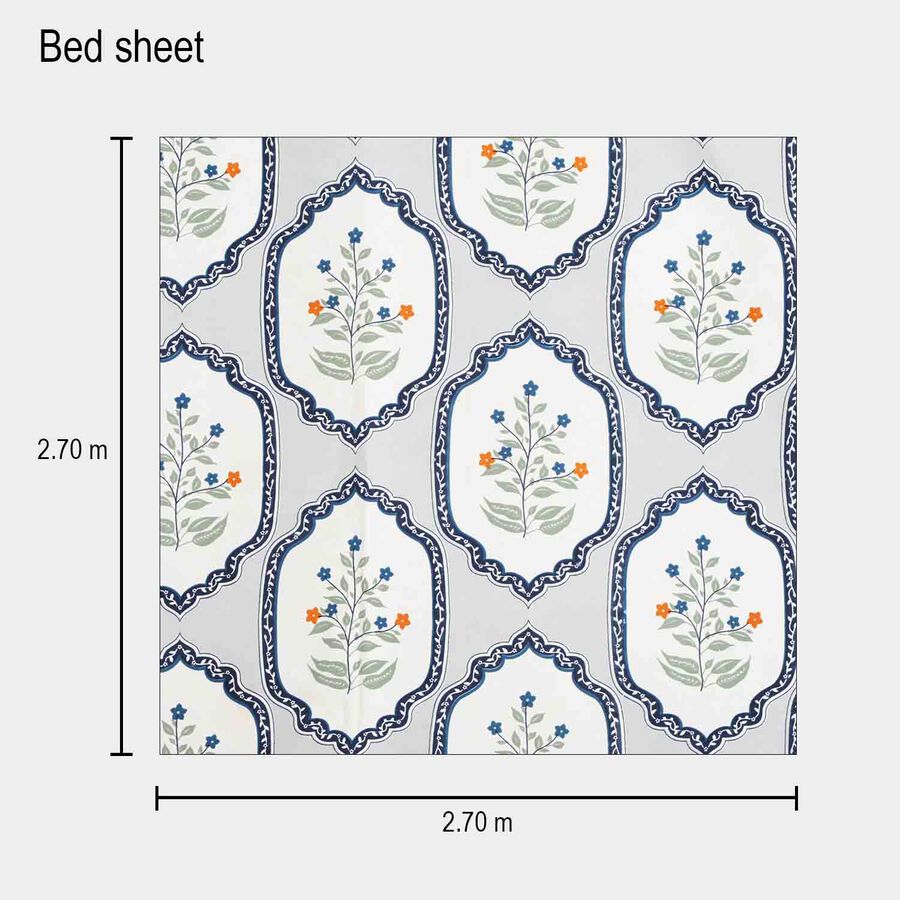 120 GSM Grey Microfiber Double Bedsheet With Pillow Cover, , large image number null