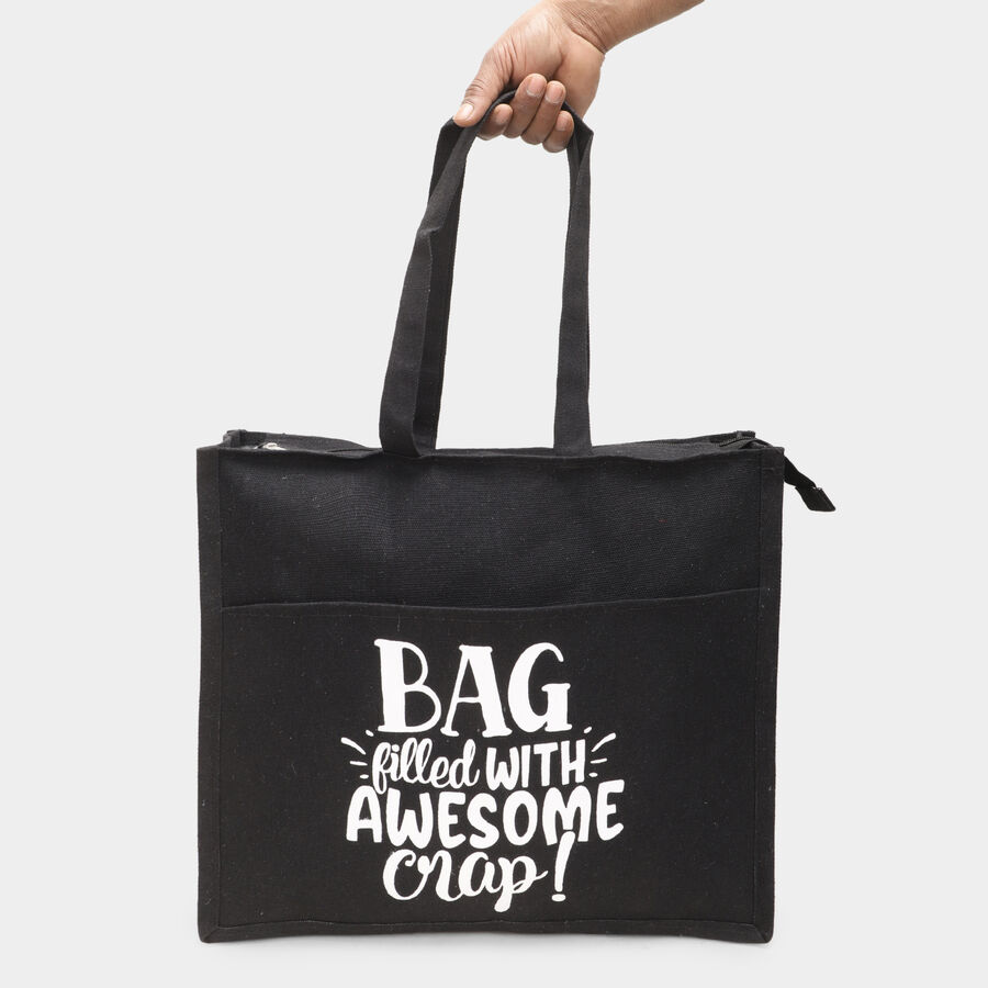 Women's Black Canvas Tote Bag, , large image number null