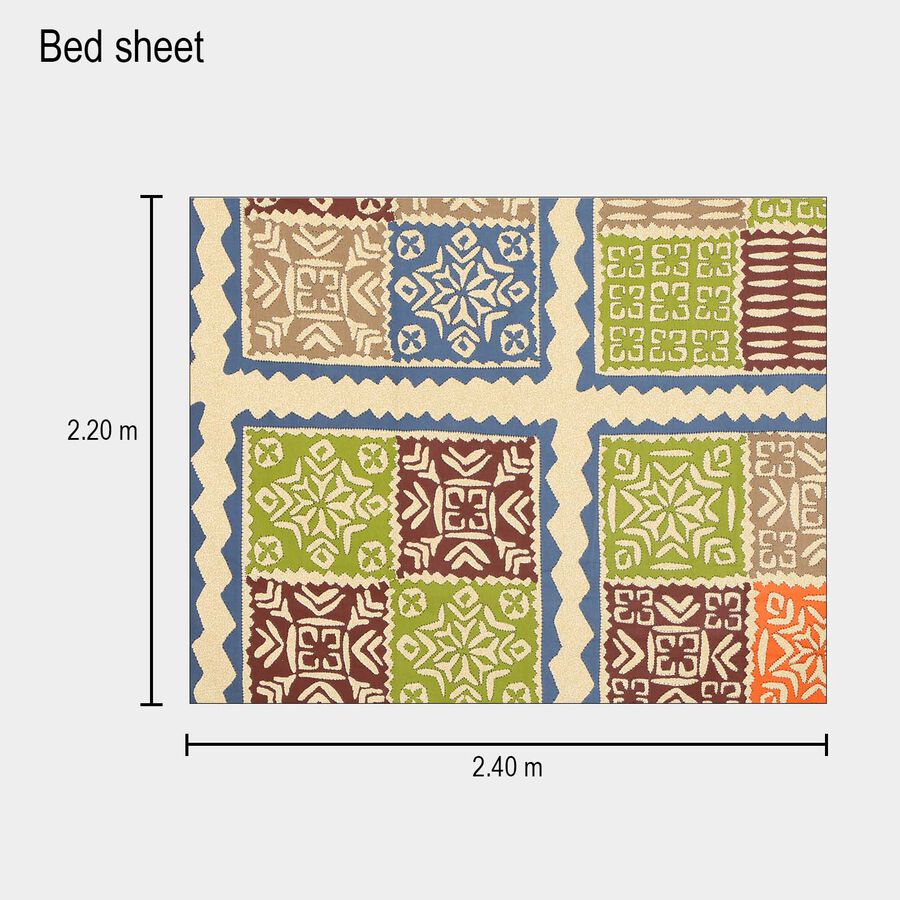 Beige Cotton Double Bedsheet With Pillow Cover, , large image number null