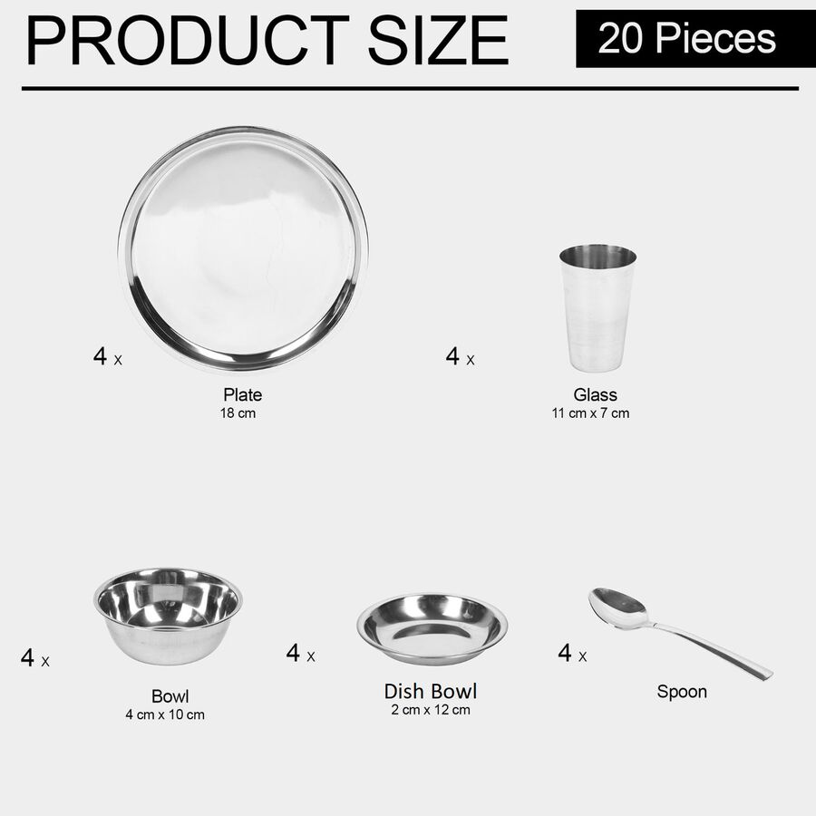 20 Pcs. Steel Dinner Set, , large image number null