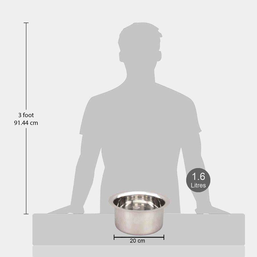 1.6 L Induction Compatible Stainless Steel Patila, , large image number null