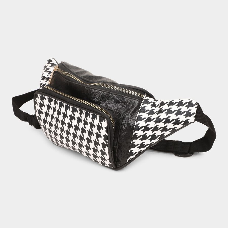 Women's Black Polyurethane Waist Pouch, , large image number null