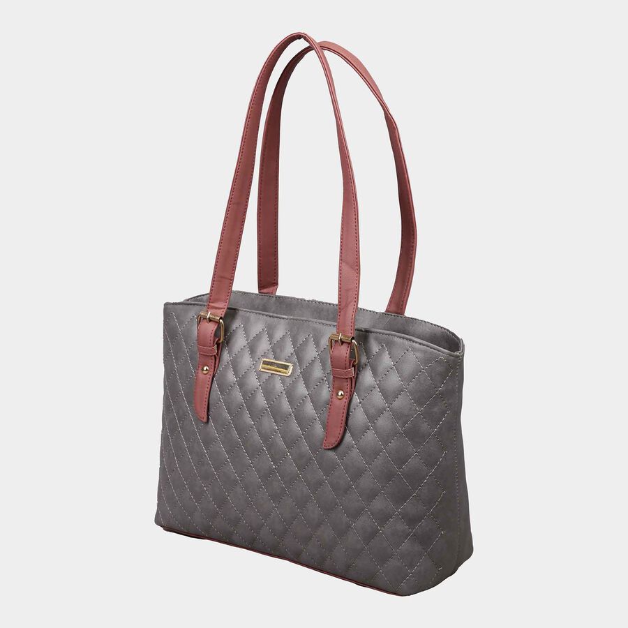 Women's Grey Polyurethane Tote Bag, , large image number null