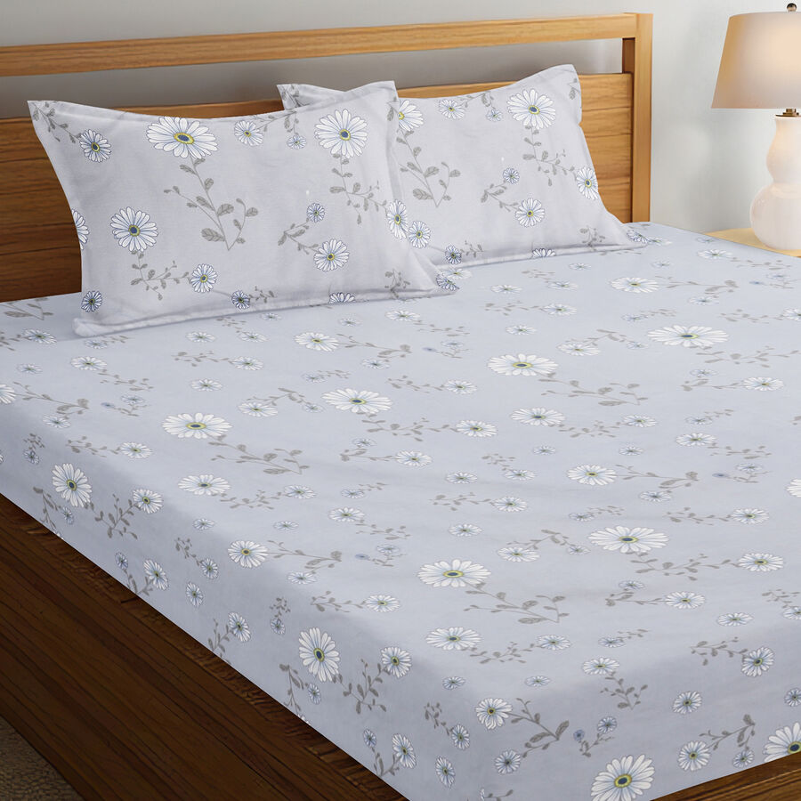 120 GSM Blue Polyester Double Bedsheet, , large image number null