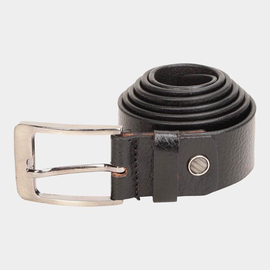 Men's Black Leather Casual Belt, , large image number null