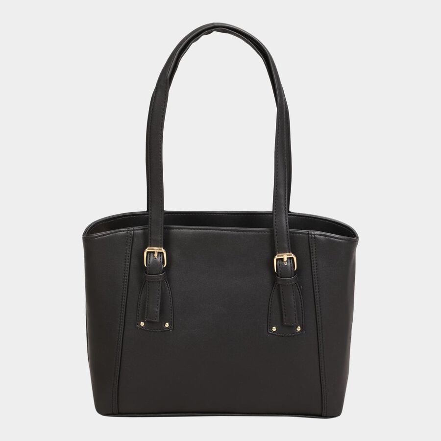 Women's Black Polyurethane Handbag, , large image number null