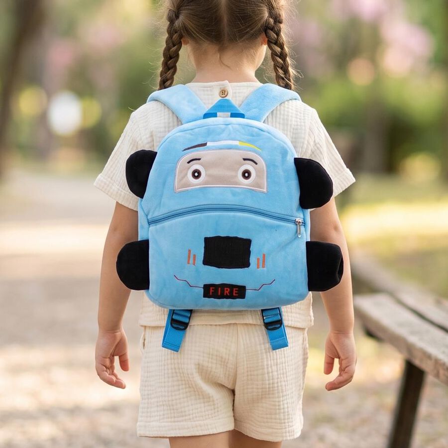 Kid's Cute Fire Engine Plush School Bag, , large