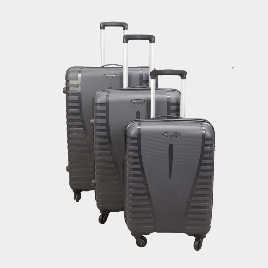 4-Wheel Dark Grey Polypropylene Hard Case Trolley, Small + Medium + Large, , large image number null