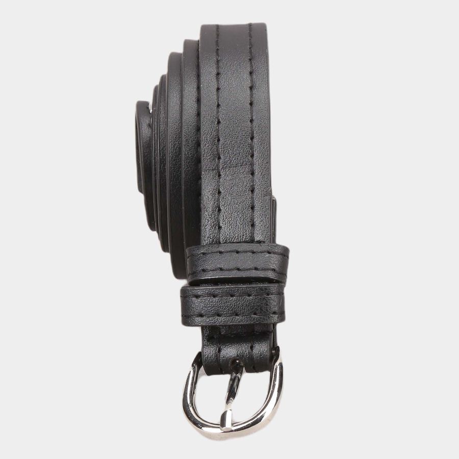 Women's Black Polyurethane Belt, , large image number null