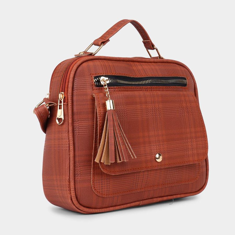 Women's Tan Polyurethane Sling Bag, , large image number null