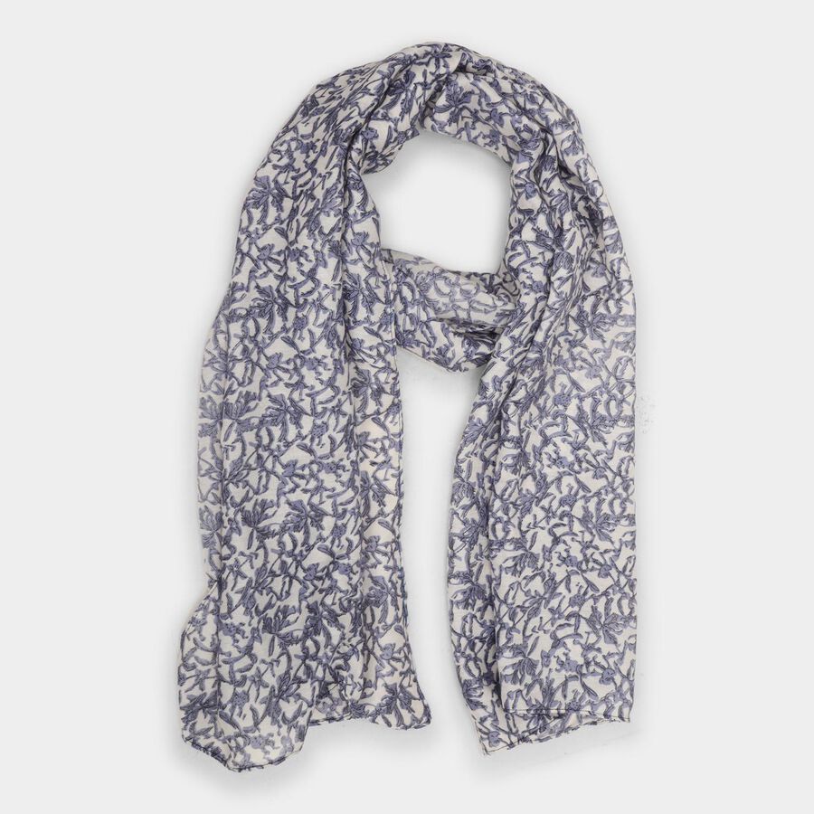 Women's White Viscose Scarf, , large image number null