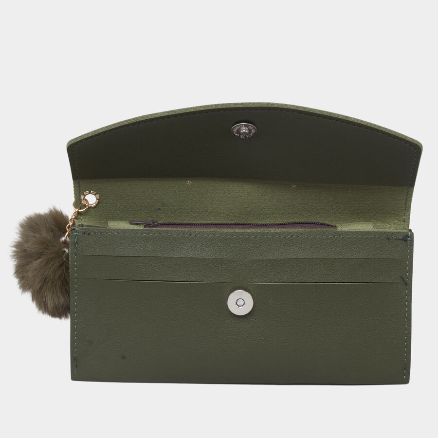 Women's Olive Polyurethane Hand Pouch, , large image number null