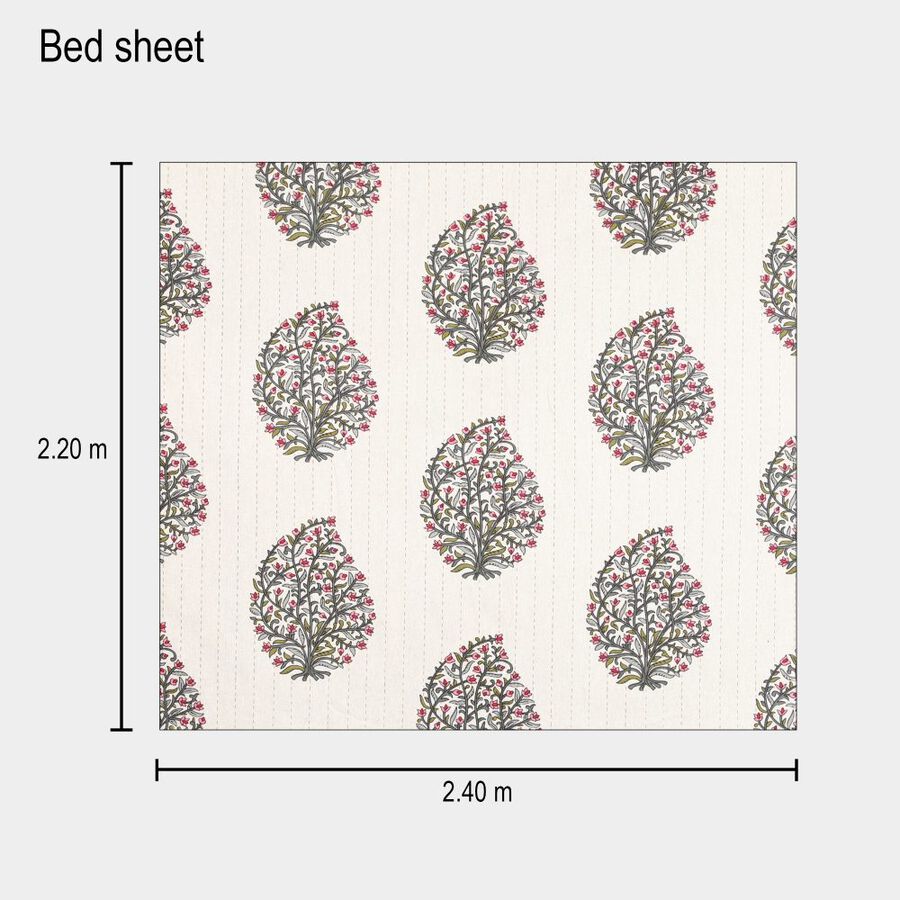 Pink Cotton Double Bedsheet with Pillow Cover, , large