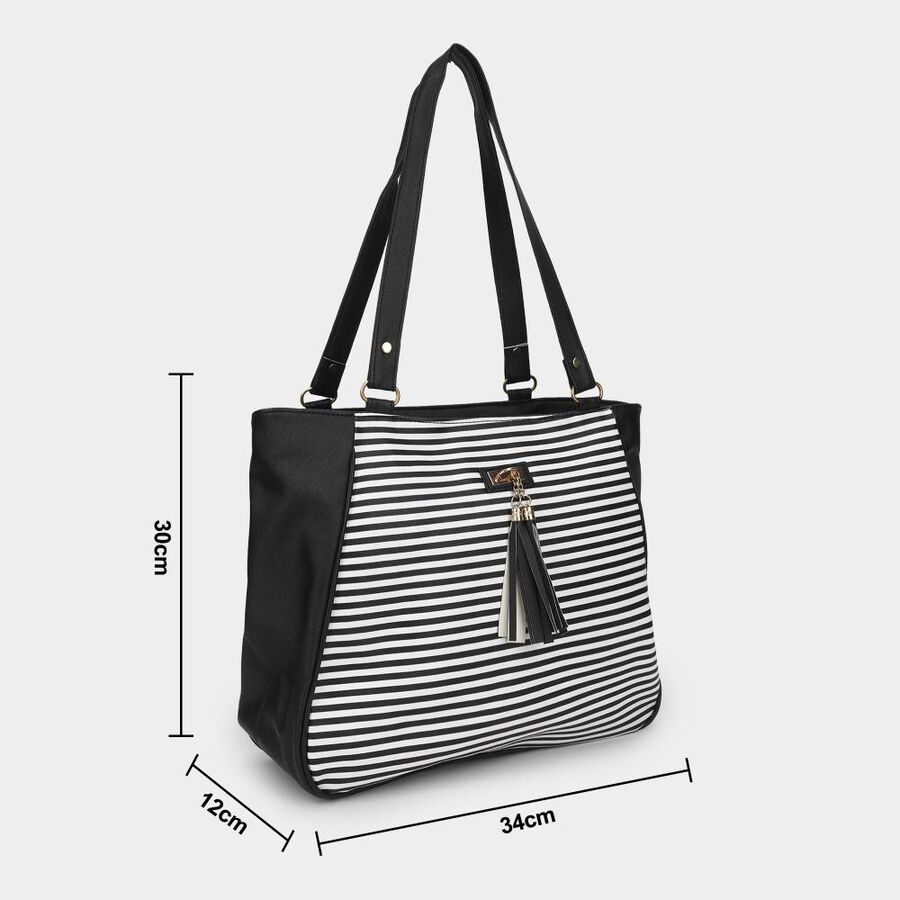 Women's Black Fabric Hand Bag, , large image number null