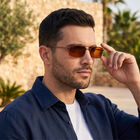 Men's Brown Plastic Sunglasses, , small