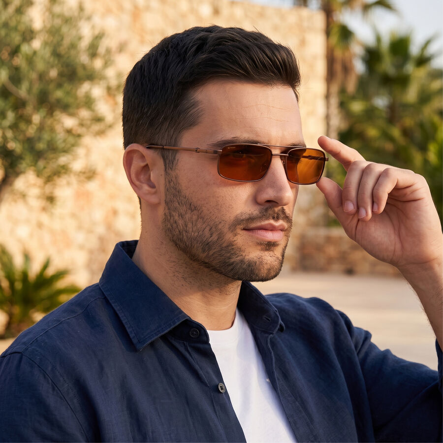 Men's Brown Plastic Sunglasses, , large
