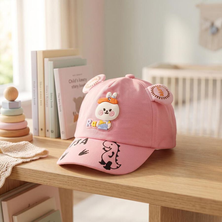 Kid's Pink Fabric Caps, , large
