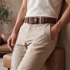 Brown PU Casual Belt, , small