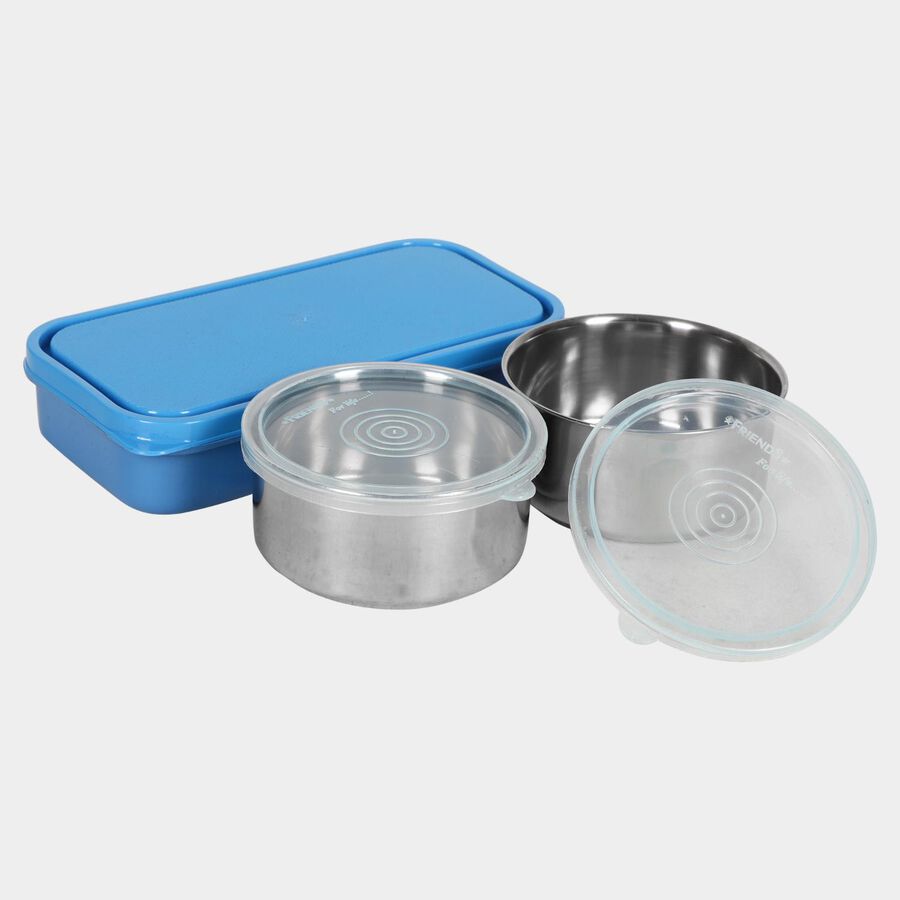 Steel Lunch Box - 2 Bowls, 1 Container, 1 Bag, , large image number null